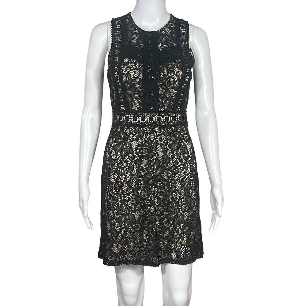 Disney Beauty and the Beast Black Floral Lace Dress S Fit Flare Cocktail